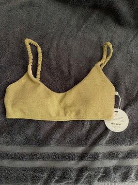 PQ Swim Gold Bralette with Ruched Straps